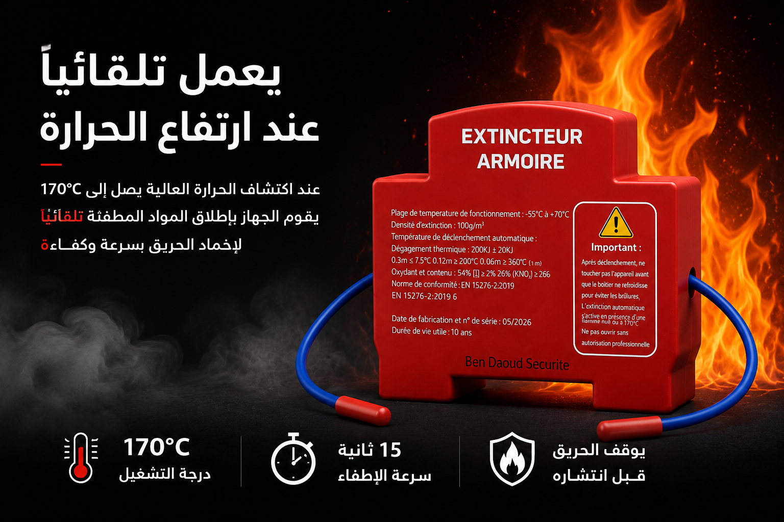 جهاز إطفاء الحريق التلقائي للوحات الكهرباء